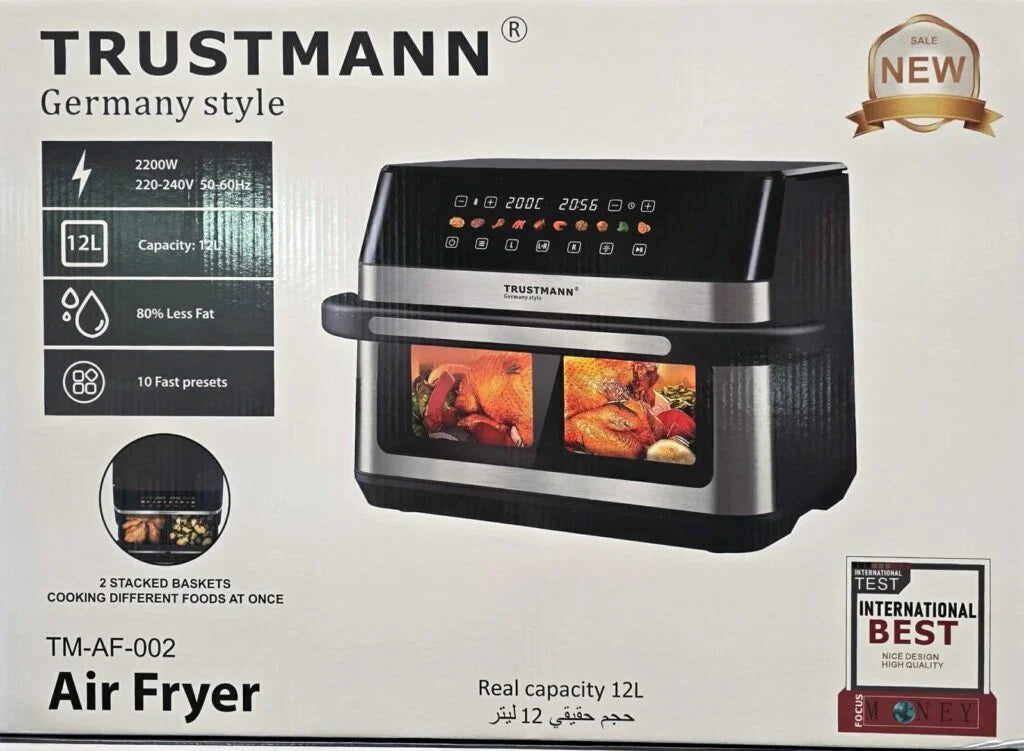 AirFryer inox XXL 12 L 2200W Multiprogrammes Trustmann TM-AF002