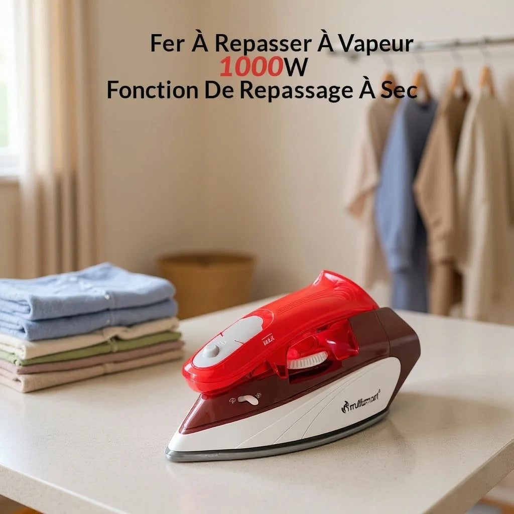 Fer À Repasser de Voyage À Vapeur Pliable 1000W Multismart MS-IR2091