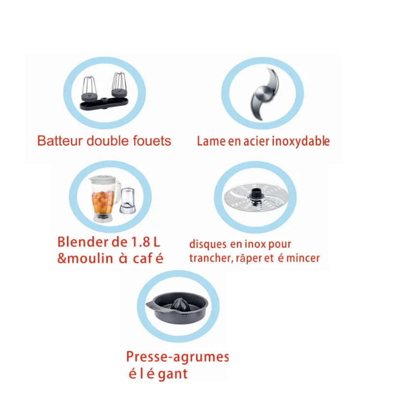 Robot Multifonction – 25 Fonctions – 800 W – 25F – Blanc Robuste