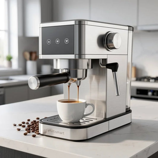 Cafetière expresso INOX 3 en1 20Bar 1450W  » Poudre + Capsules + Cappuccino » Multismart MS-CF1313