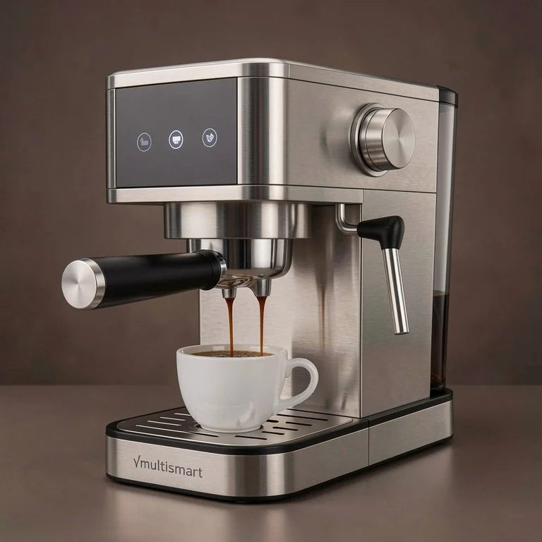 Cafetière expresso INOX 3 en1 20Bar 1450W  » Poudre + Capsules + Cappuccino » Multismart MS-CF1313