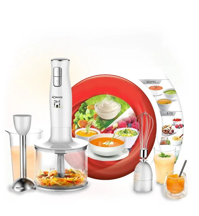 Mixeur plongeant inox 3 en 1 – 300W Robuste MP 3en1
