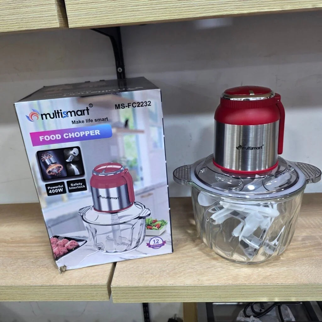 Hachoir En verre 03 L 400W 04 Lames MultiSmart MS-FC2232 Rouge/Bleu