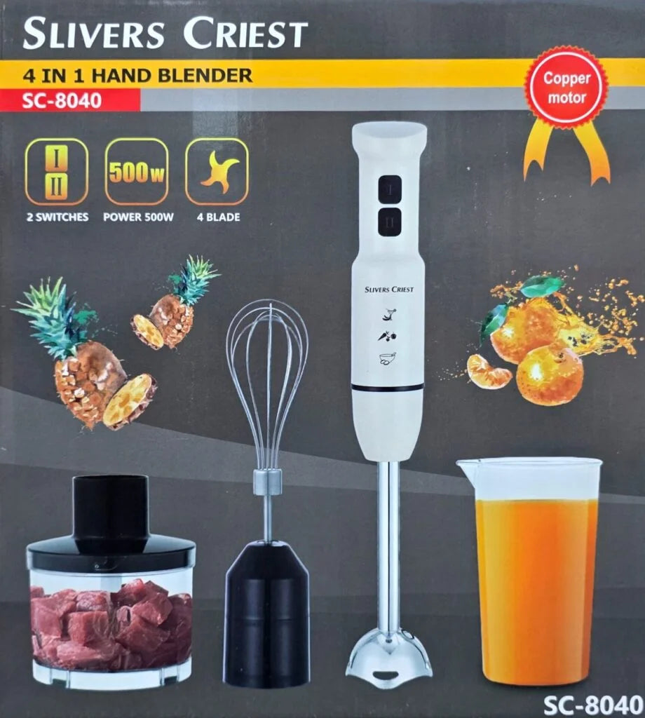 Mixeur 4 en 1 – 500W 04 Lames 2 Vitesses SliversCriest SC-8040 Beige