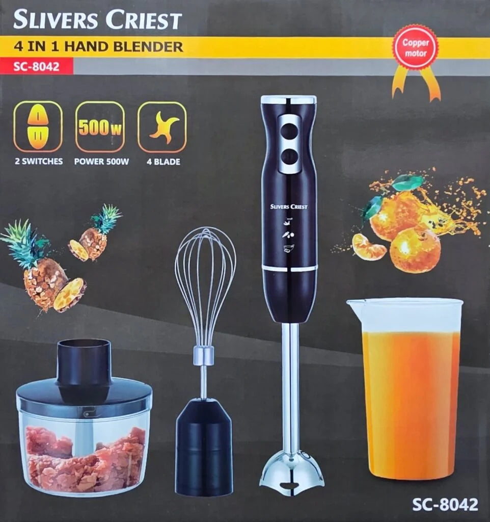 Mixeur 4 en 1 – 500W 04 Lames 2 Vitesses SliversCriest SC-8042 Noir