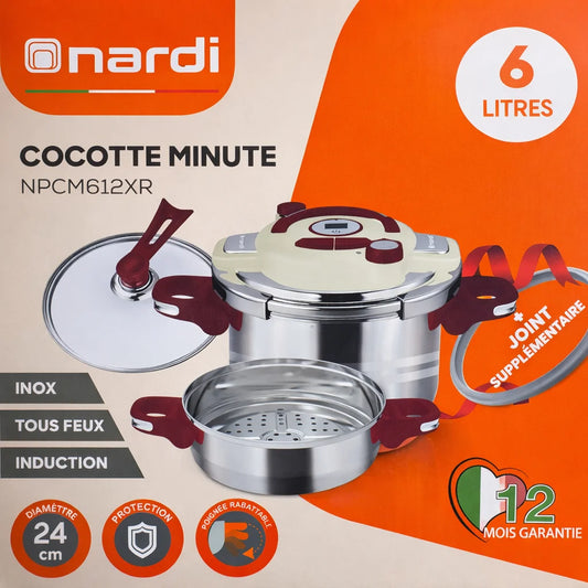 Cocotte 6 L 5 pcs En inox 18/10 avec minuteur Nardi NPCM612XR