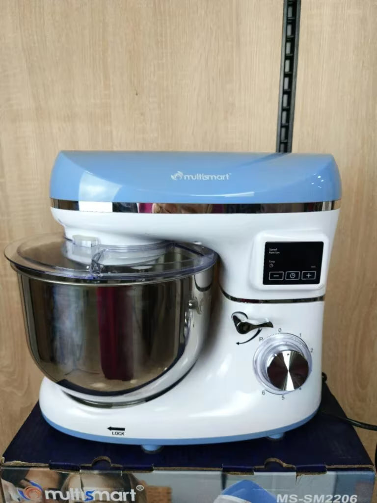 Pétrin Double Crochet Multismart 6.2L 1500W 3Kg avec 04 Accessoires et afficheur LCD Bleu/Blanc MultiSmart MS-SM2206