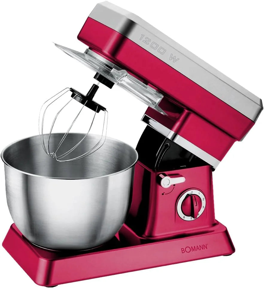 Robot Pétrin Multifonctions 6.3 L – 1200 W – Rouge/Gris Bomann
