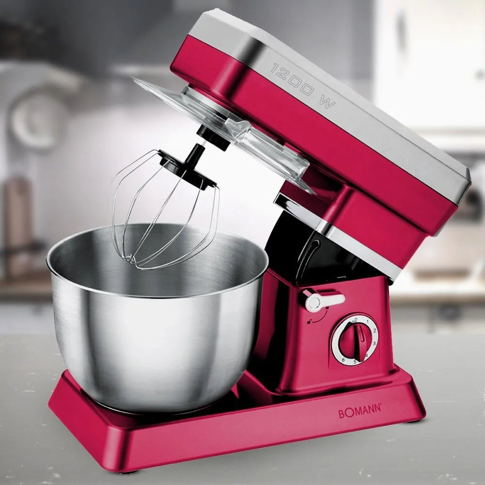 Robot Pétrin Multifonctions 6.3 L – 1200 W – Rouge/Gris Bomann