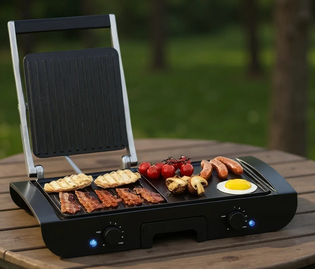Planche a Grille et Panineuse inox 2 en 1 – 1500W 38×20 CM Multismart MS-GL1111