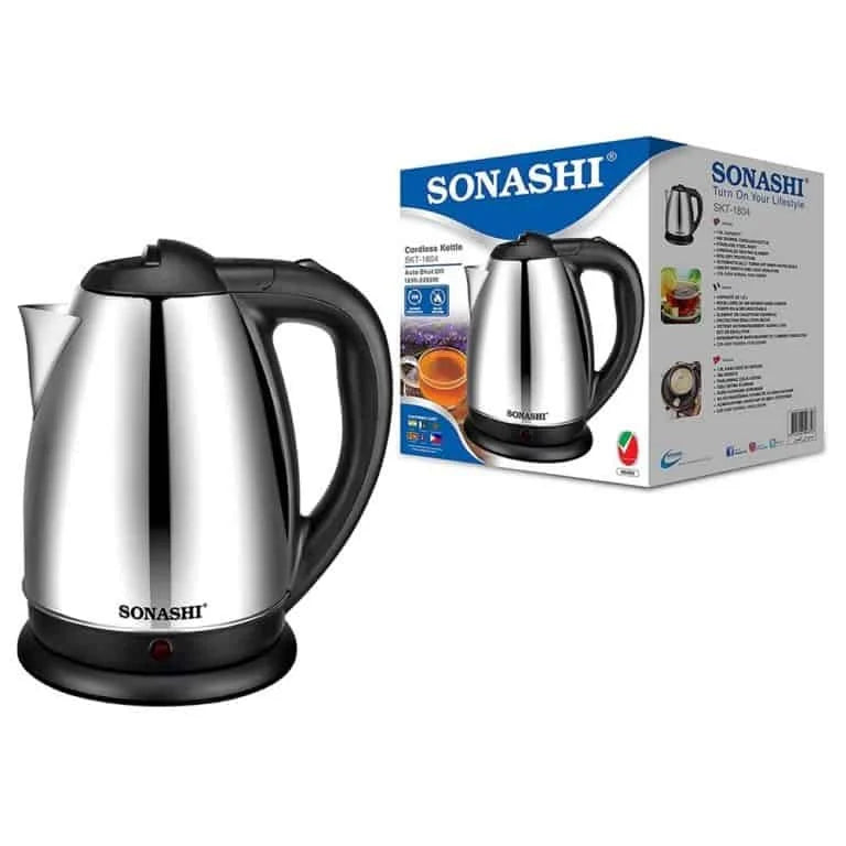 Bouilloire Electrique Sans Fil en Inox 1.8L 1500W Sonashi SKT-1804