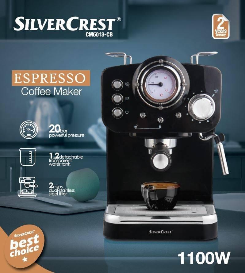 Machine a Café Expresso SilverCrest Café Poudre + cappuccino 20 Bars 1100W 1.2L SilverCrest CM5013-CB