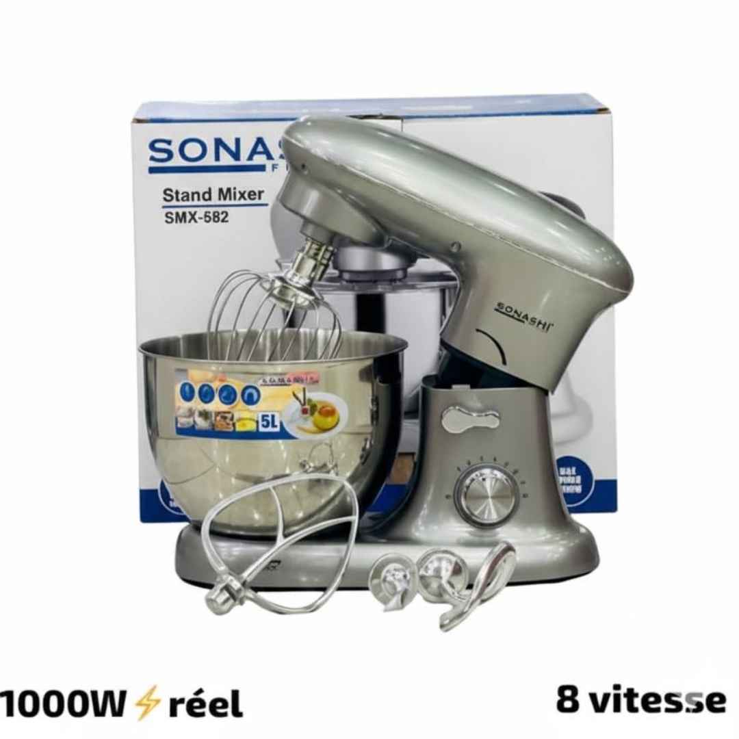 Pétrin 1000W – Bol Inox 5L – 8 Vitesses Sonashi | SMX-562