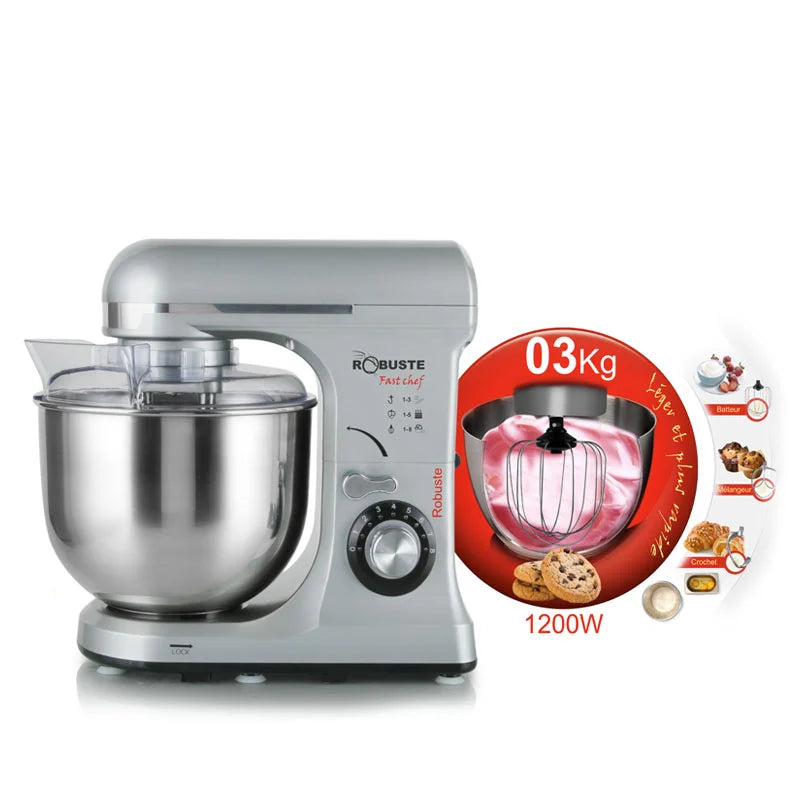 Pétrin 07L 03KG 1300W 08Vitesses Robuste Fast Gris
