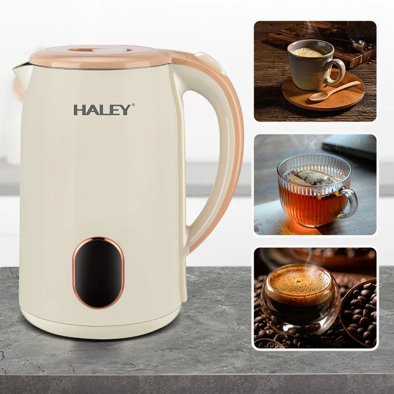 Bouilloire électrique Sans Fil en inox 2.5L 2000W Beige Haley HY-8915