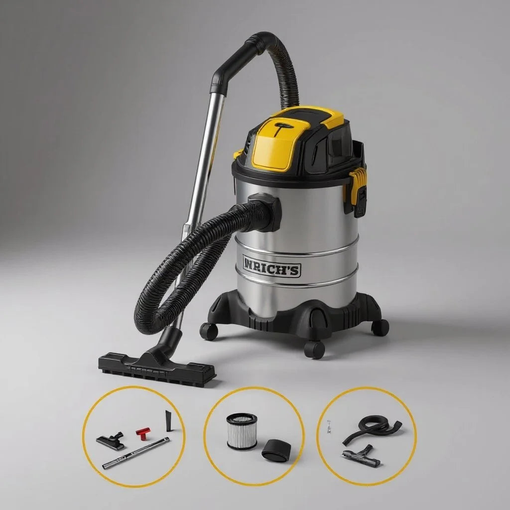 Aspirateur INOX a eau et Poussière Multifonction avec Accessoires 2300 W 25 Litres Heinrich´s Germany HBS 1804