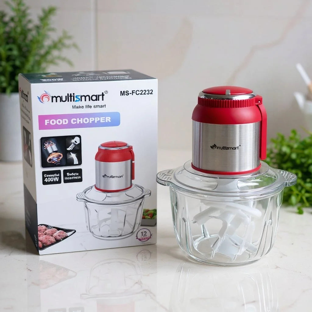Hachoir En verre 03 L 400W 04 Lames MultiSmart MS-FC2232 Rouge/Bleu