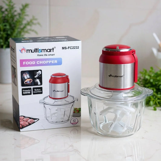 Hachoir En verre 03 L 400W 04 Lames MultiSmart MS-FC2232 Rouge/Bleu