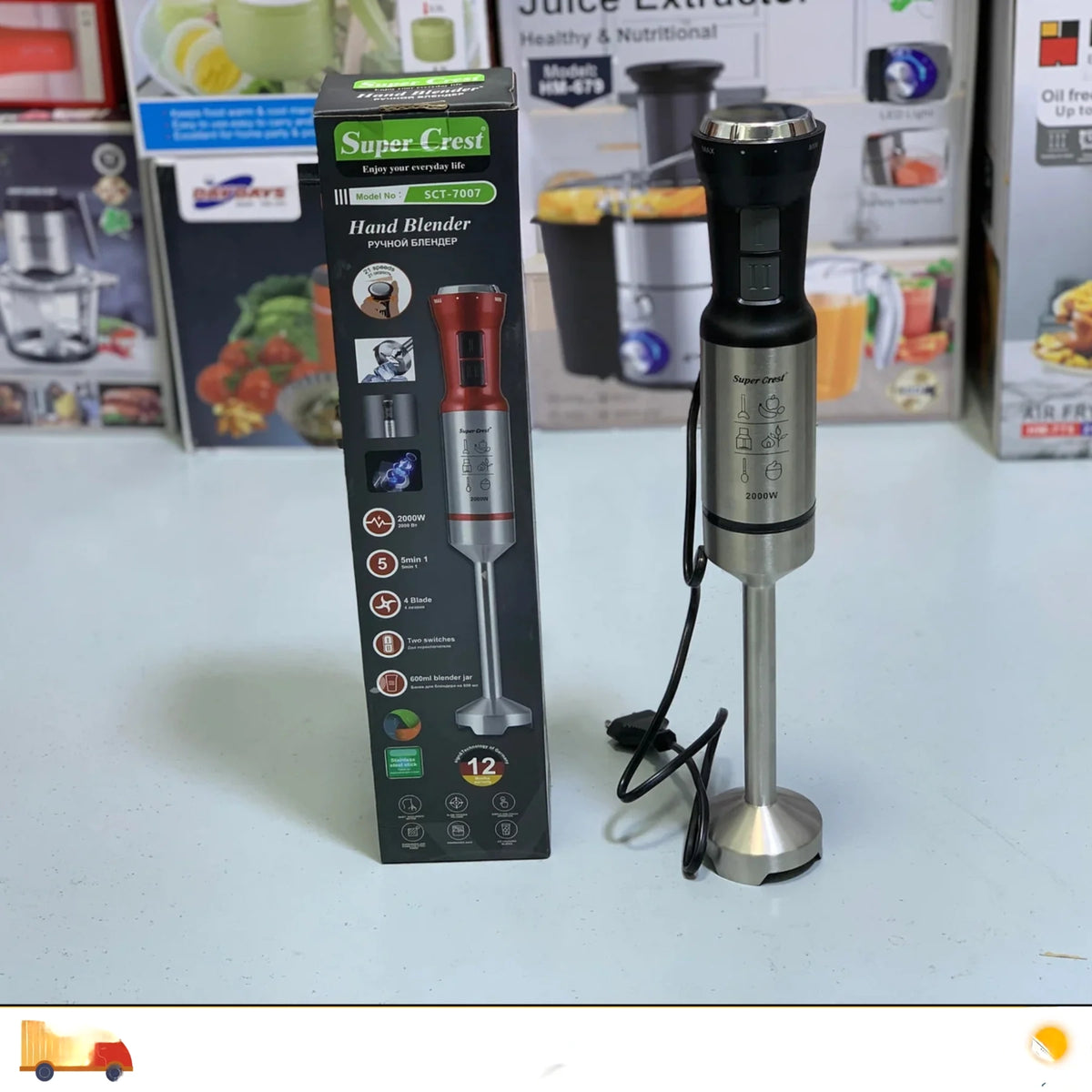 Bras Mixeur XL En inox 2000W 04 Lames SuperCrest SCT-7007