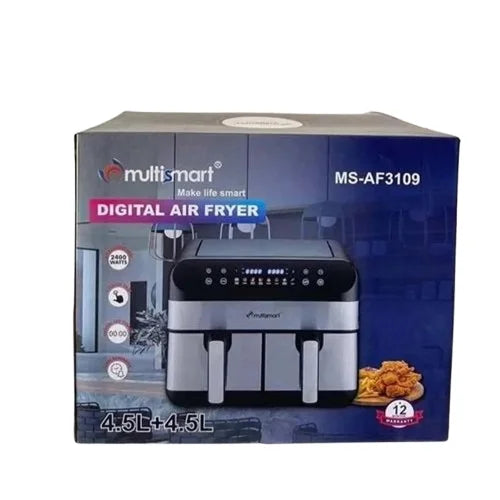 AirFryer inox 09L Double Bac 2400W Multismart MS-AF3109